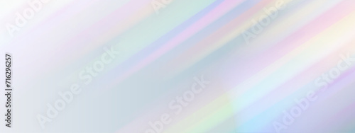 Rainbow light prism effect, transparent background. Crystalline glare leakage reflection. Abstract blurred rainbow light background overlay effect.	 photo