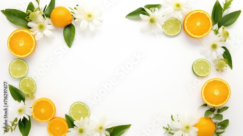 imaginative design composed of calamansi orange juice on white background, concept with copypace. Generative AI photo