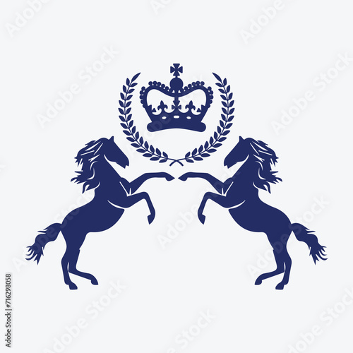 Horse Standing, Lion Standing Up Logo Design, silhouette illustration, Two heraldic rampant lion silhouettes