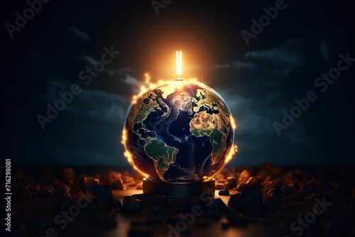 Earth hour concept 3d illustration element of this video furnished - generative ai