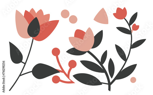 Abstract flowers vector clipart. Spring illustration.