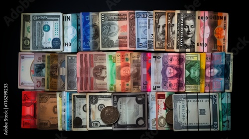 currencies and their denominations are displayed for the background, in high resolution. photo
