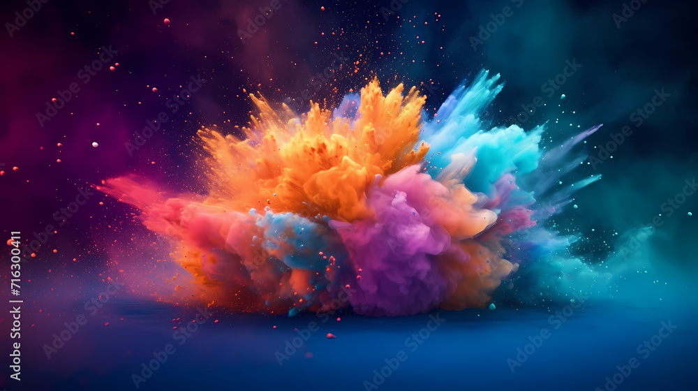 Dust explosion Holi background, Indian traditional festival Dust explosion Holi background, Indian traditional festival