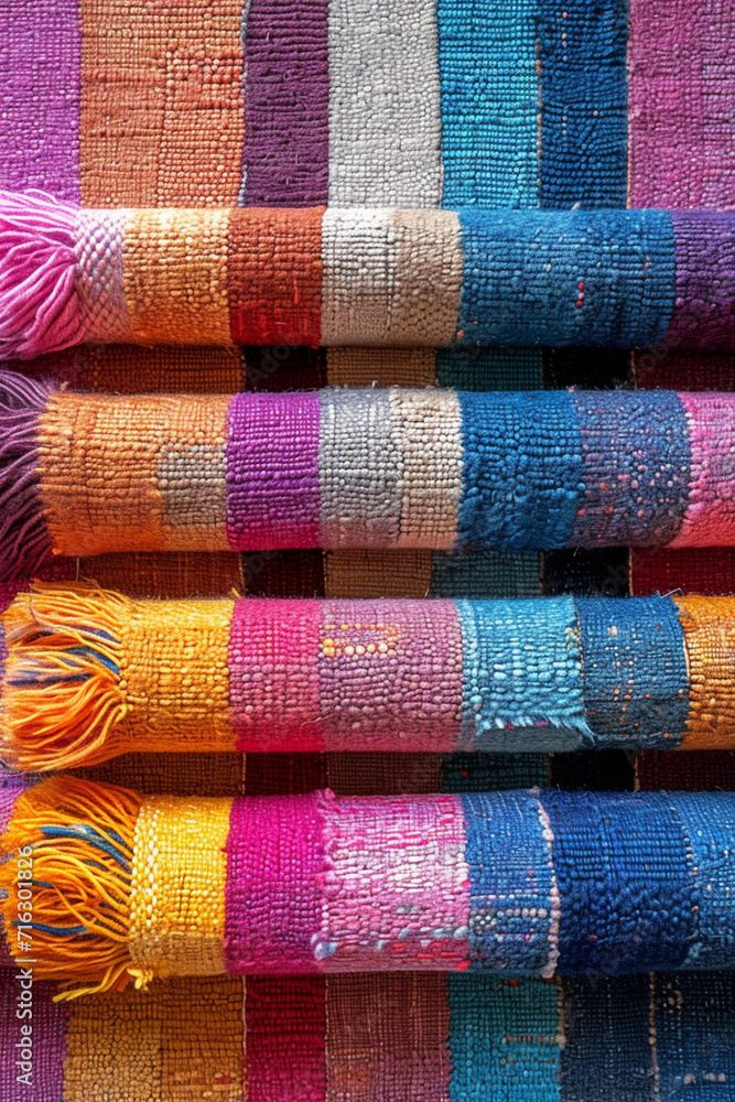 A stylish, hand-woven carpet featuring a mix of pastel and vibrant hues, A stylish, hand-woven carpet featuring a mix of pastel and vibrant hues,