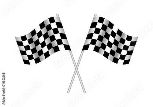 Two Checkered Racing Flags Waving