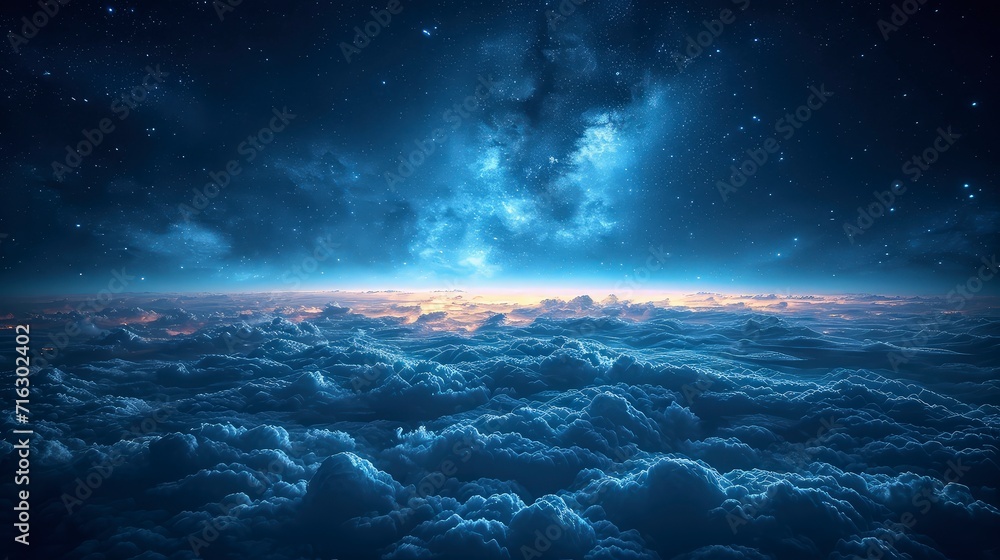 a clear night sky with the appearance of Noctilucent clouds that glow in the dark, creating a stunning sky view. a clear night sky with the appearance of Noctilucent clouds that glow in the dark, creating a stunning sky view.