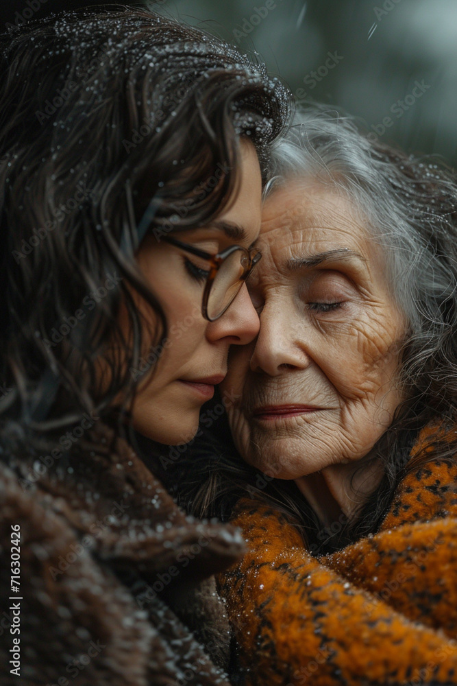 An emotional reunion of family members after a long period of separation, An emotional reunion of family members after a long period of separation,
