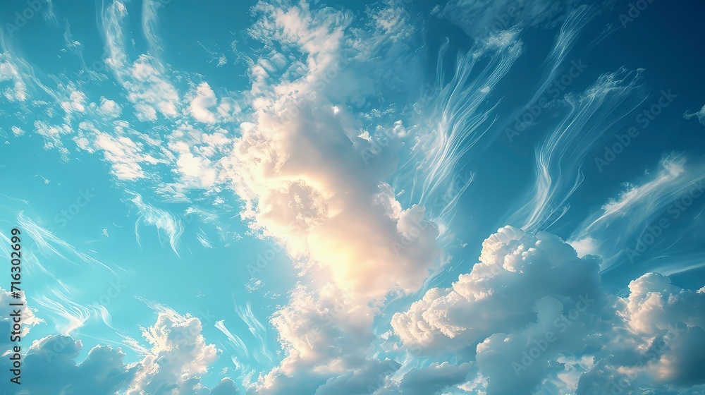 a clear blue sky scene with a trail of wispy Cirrus clouds and fine grains. a clear blue sky scene with a trail of wispy Cirrus clouds and fine grains.