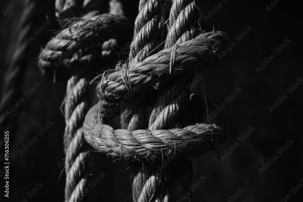 A simple black and white photo of a rope. Suitable for various purposes A simple black and white photo of a rope. Suitable for various purposes