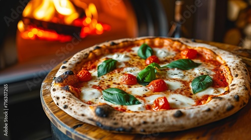 Pizza on Wooden Table, A Delicious Dish Ready to Be Enjoyed