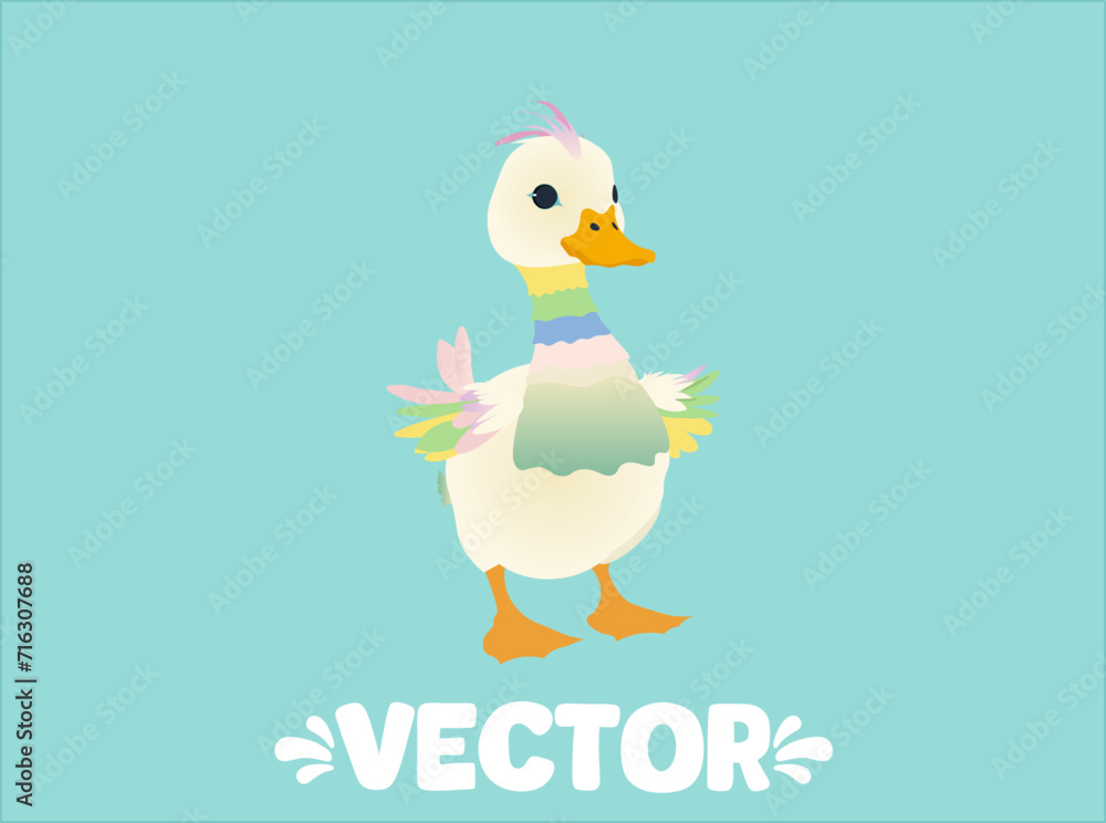Vector duck cute pastel white blue green yellow purple pink animal Vector duck cute pastel white blue green yellow purple pink animal