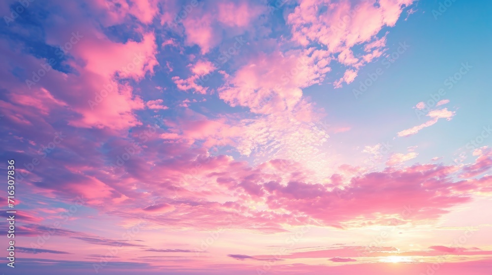 A beautiful pink and blue sunset over the ocean. Perfect for travel brochures or beach-themed designs