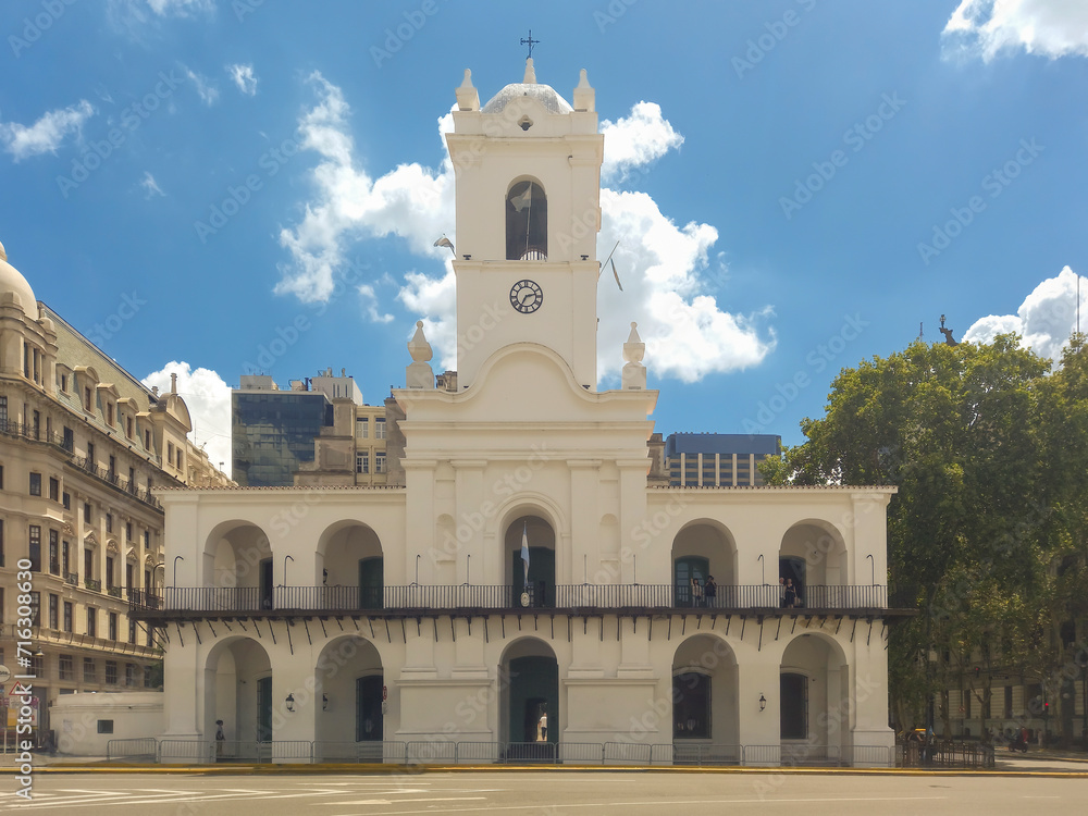 The colonial facade of the historic Cabildo of Buenos Aires --
