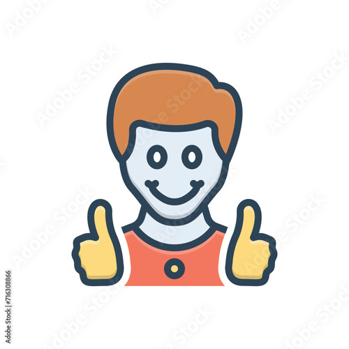 Color illustration icon for happy