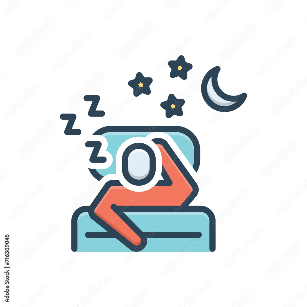 Color illustration icon for sleep