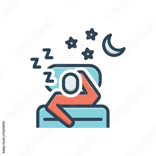 Color illustration icon for sleep