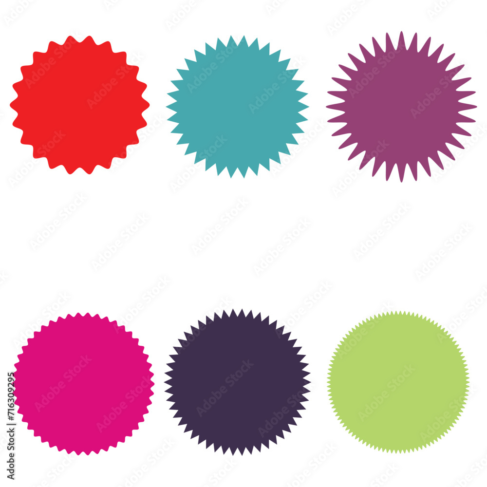 Fototapeta premium Set of starburst, sunburst badges, labels, stickers. Different shades of different color. eps file 6.