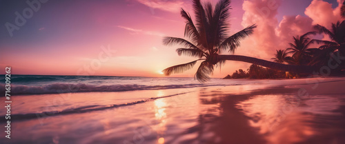 Sunset Serenity  HD Wallpapers of Crystal Clear Beach  Colorful Dream Sky  Universe Beyond  High Contrast  Saturated Colors  Palm Trees in Breeze  Dreamy Destination  Seascape Paradise.