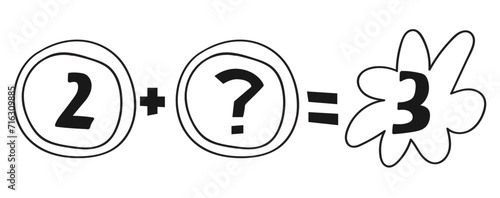 Simple math problem for children. Mathematic. Vector illustration on white background.