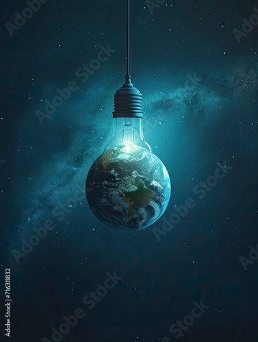 earth hour poster design, realistis , HD, copy Space - generative ai photo