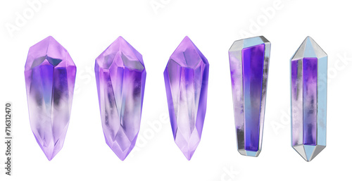 Crystal geometry shape set isolated background 3d rendering without AI generated