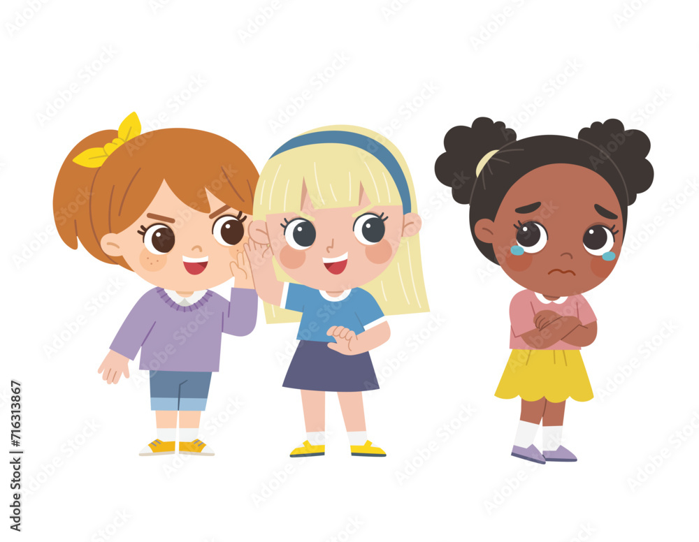Student getting bullied in school. Sad girl standing around and bullying person. Problem of bullying at school. Sad moment. Student getting bullied in school. Sad girl standing around and bullying person. Problem of bullying at school. Sad moment.