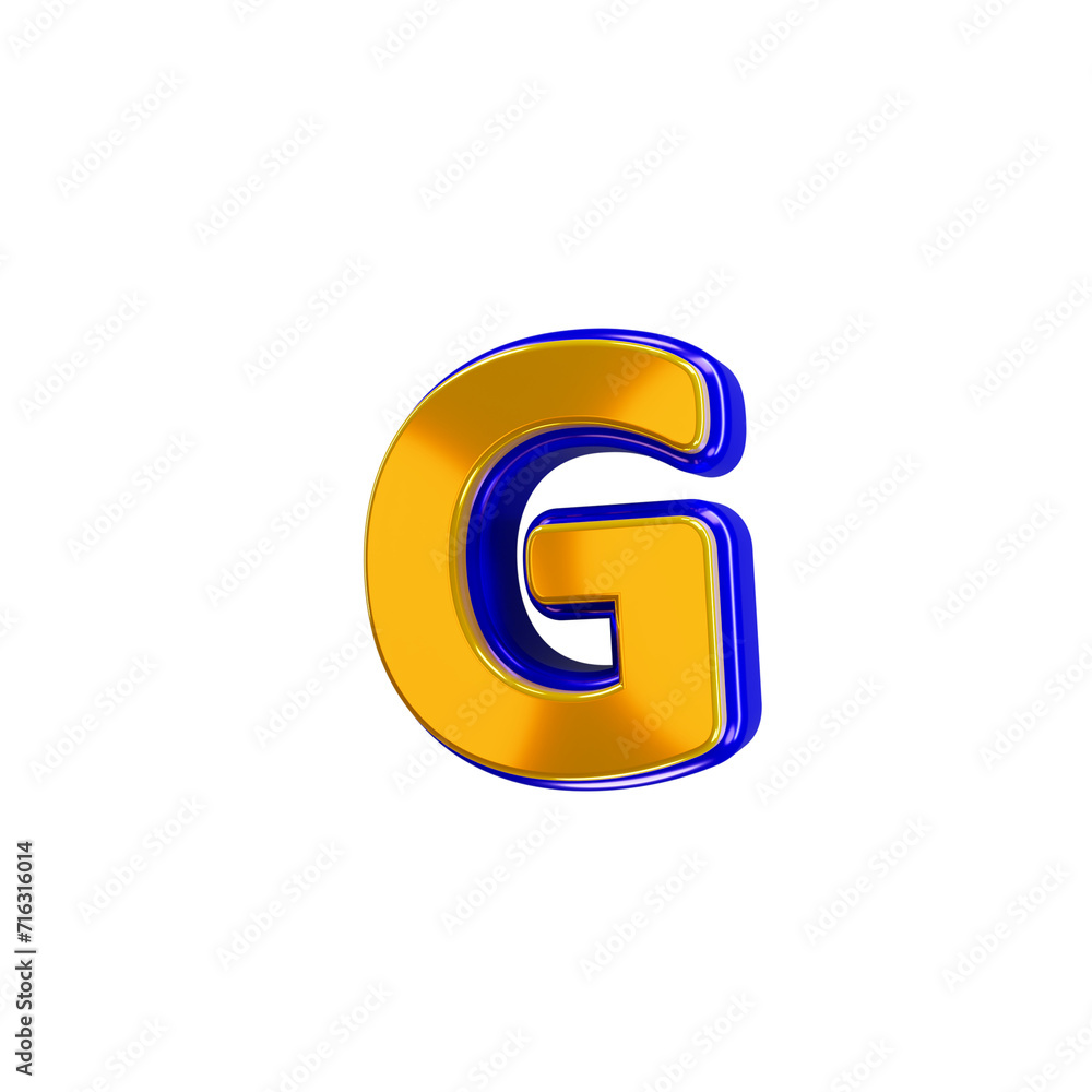 Glossy yellow alphabet with blue 3d letter g Glossy yellow alphabet with blue 3d letter g