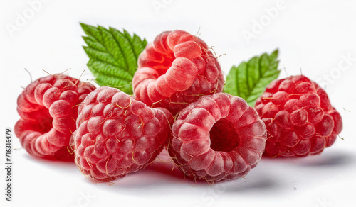 raspberries on white background