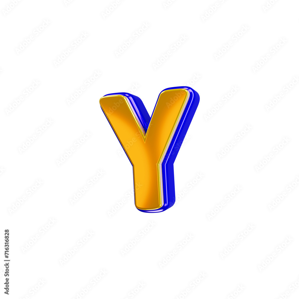 Glossy yellow alphabet with blue 3d letter y Glossy yellow alphabet with blue 3d letter y