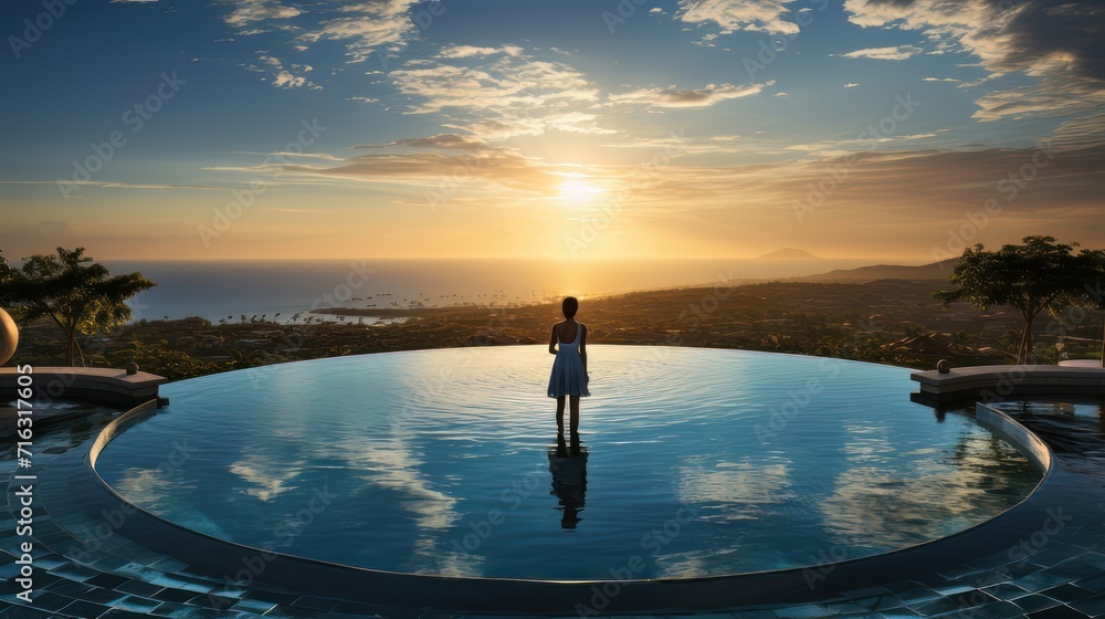 Fototapeta premium an infinity pool overlooking an amazing awe inspiring sea landscape