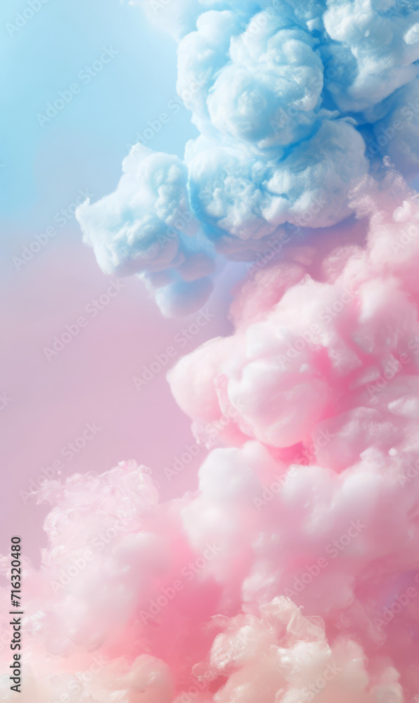 Swirls of pink and blue cotton candy in a dreamy pastel cloudscape. Swirls of pink and blue cotton candy in a dreamy pastel cloudscape.