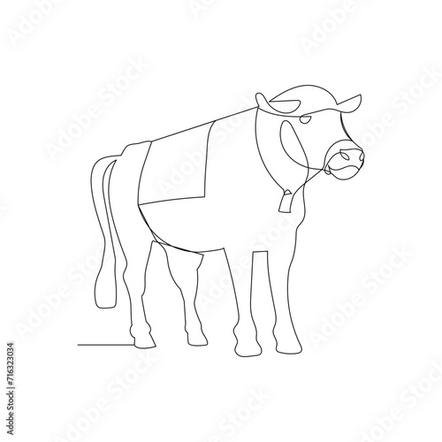 Cow  continuous one line drawing outline vector illustration