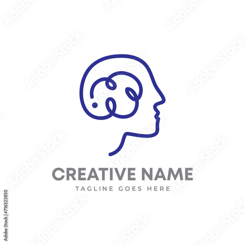 Mental Health Line Icon. Positive Mind Wellbeing Concept Linear Pictogram. Human Mental Health Development and Care Outline Icon. Editable Stroke. Isolated Vector Illustration. Brain care logo