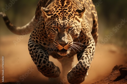 Leopard stalking antelope. capturing the raw power and tension of an intense african savanna hunt