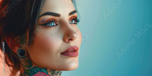 Beautiful colorful tattooed woman