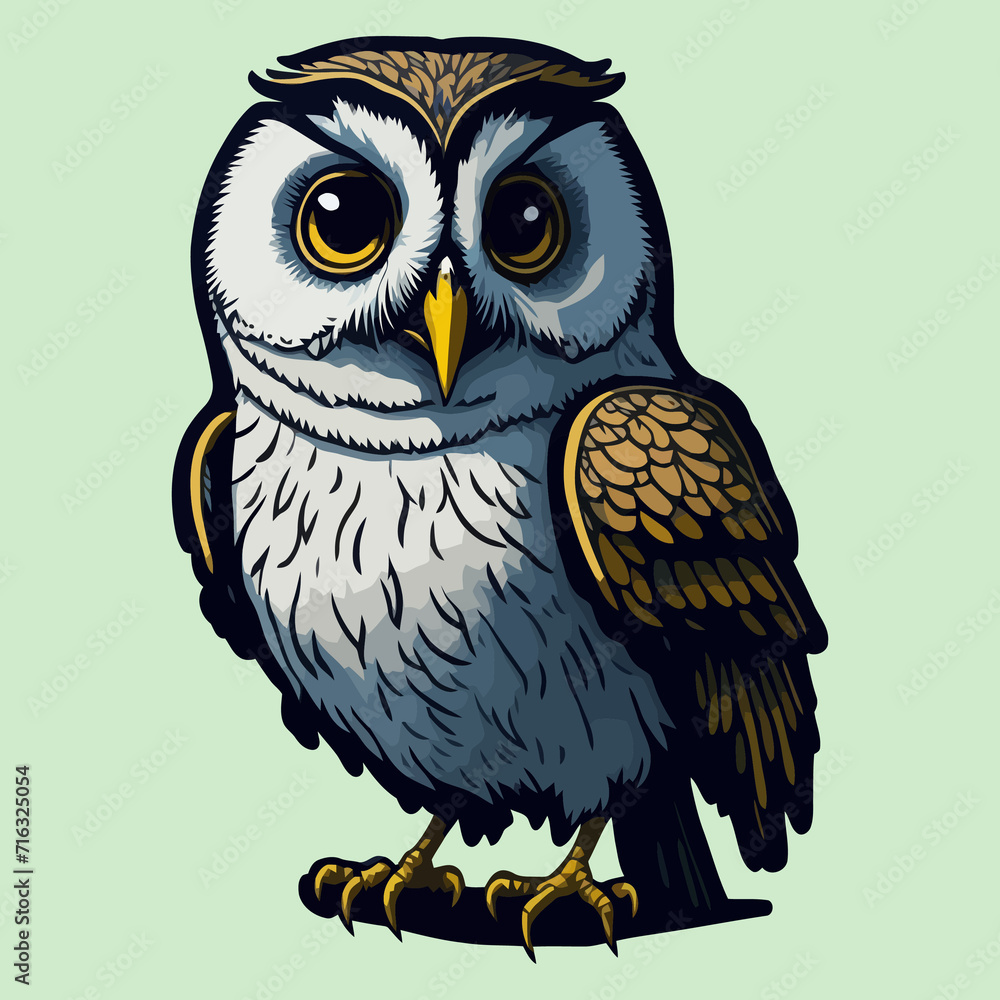 Fototapeta premium Cute owl kawaii animal cartoon character design Isolated background.