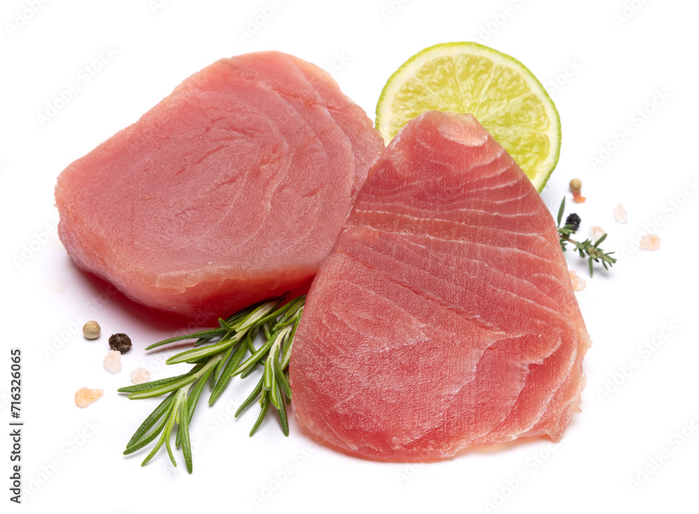 Fresh tuna Fish steak isolated on a white background Fresh tuna Fish steak isolated on a white background