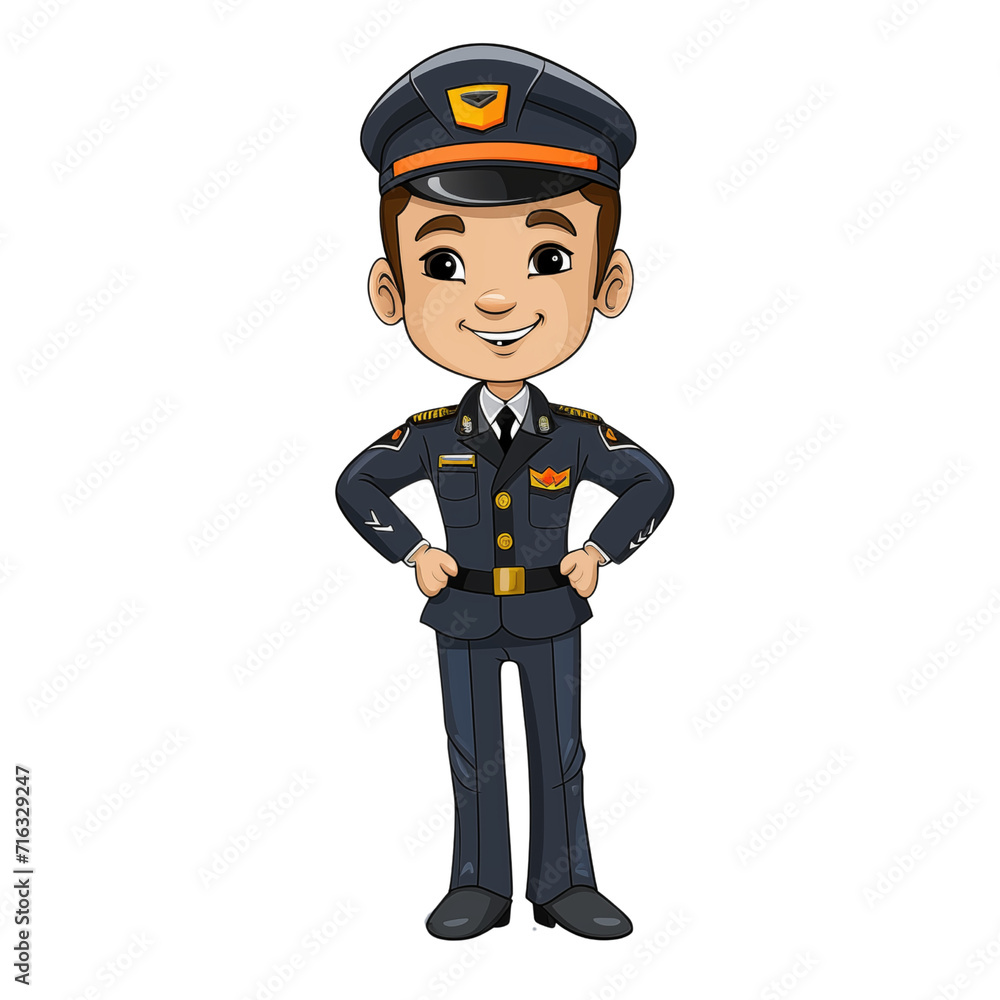Pilot - stewardess - Cute and handsome Cartoon Pilot Character Illustration