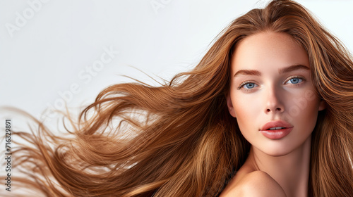 showcasing a model with strong, shiny, and well-maintained hair