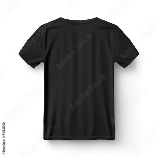 Plain black t-shirt , back and front side , on transparency background PNG