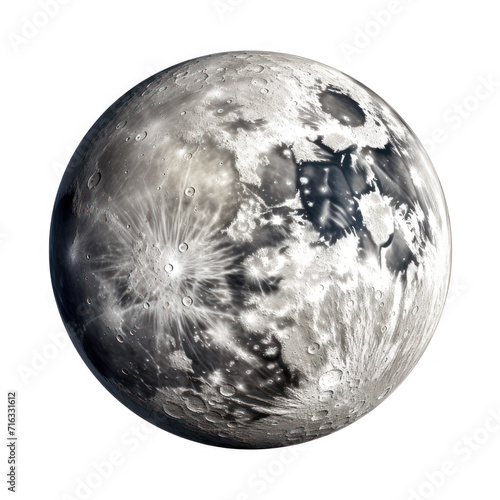 Realistic oil painting of the moon  on transparency background PNG