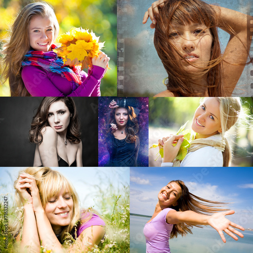 Obraz na płótnie portraits of beautiful young girls w salonie