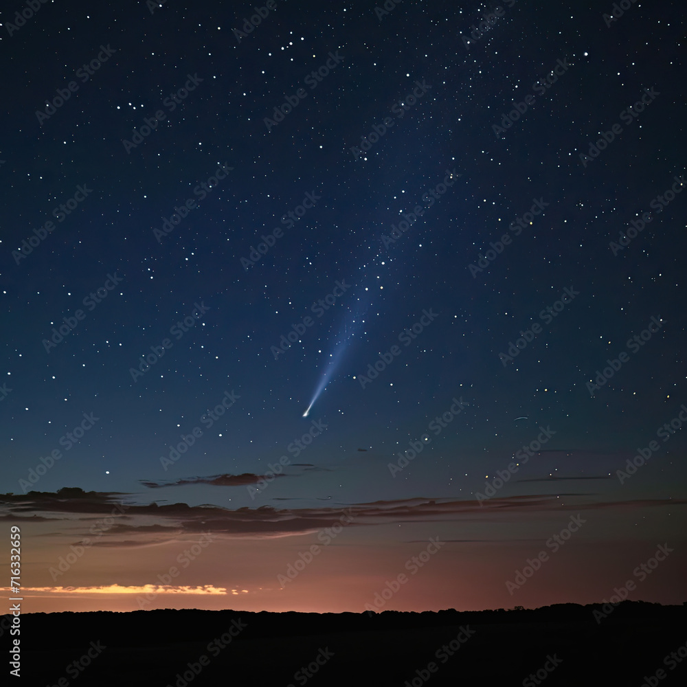 Celestial Comet Trail and Shooting Star Flash