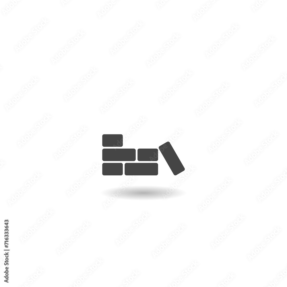 Brick wall icon with shadow Brick wall icon with shadow