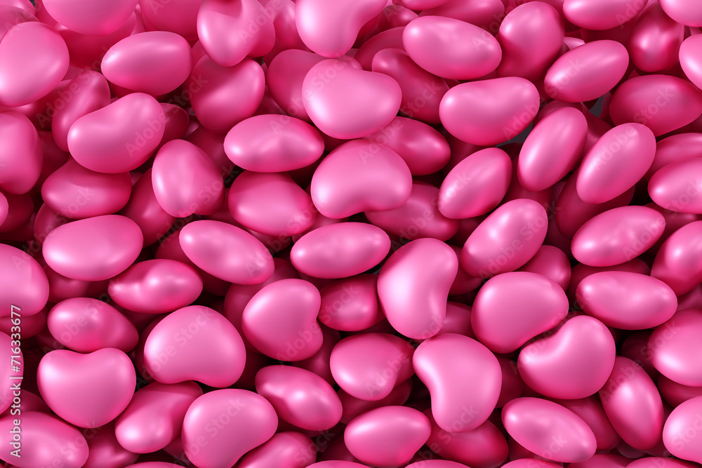 Falling of pink heart, background for valentine day festival wedding celebration, 3D rendering.