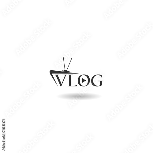Creative logo for video vlog or channel with shadow