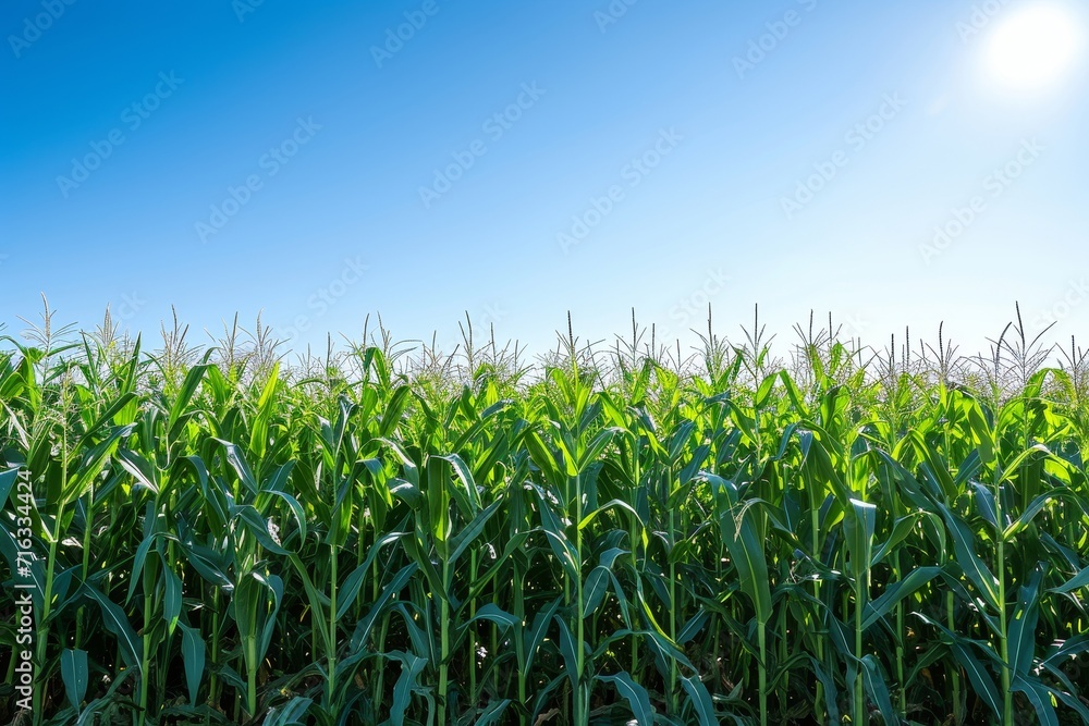 Corn field with clear blue sky. Corn field with clear blue sky.