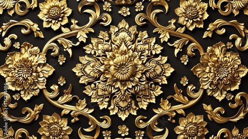 Thai pattern blackground, gold color.