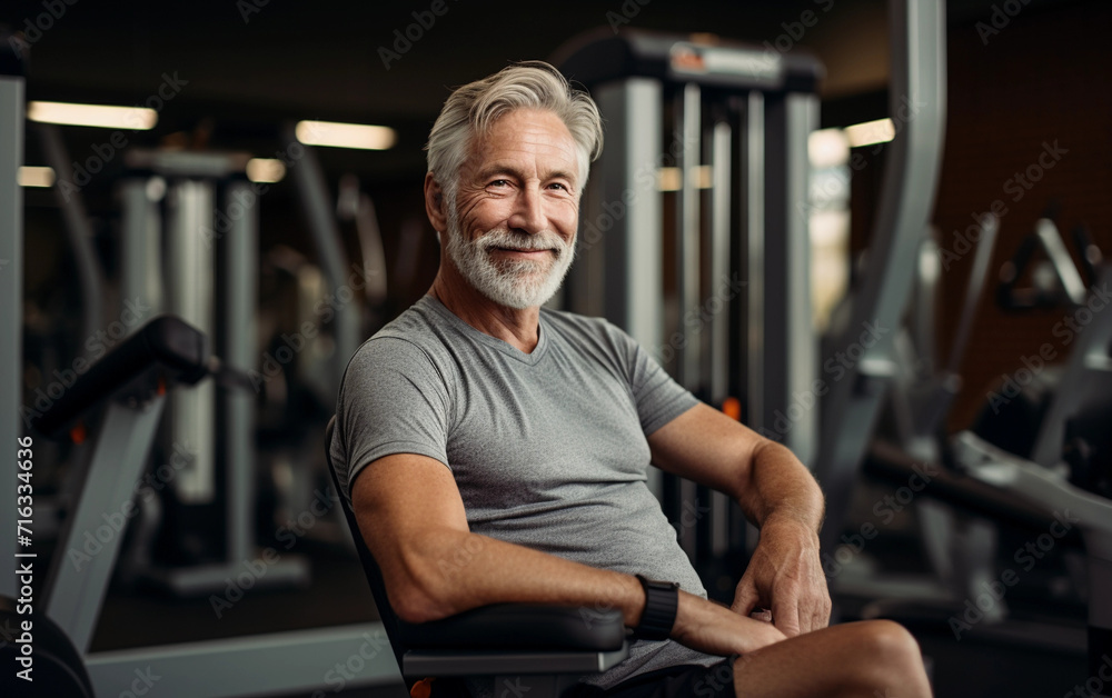 Man Sitting in Chair in Gym Man Sitting in Chair in Gym