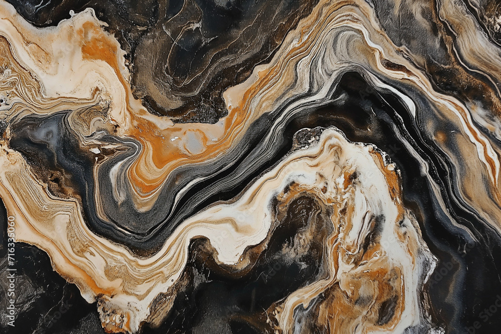 Abstract liquid gold design luxury wallpaper nature black brush oil modern paper splash painting water. marble background